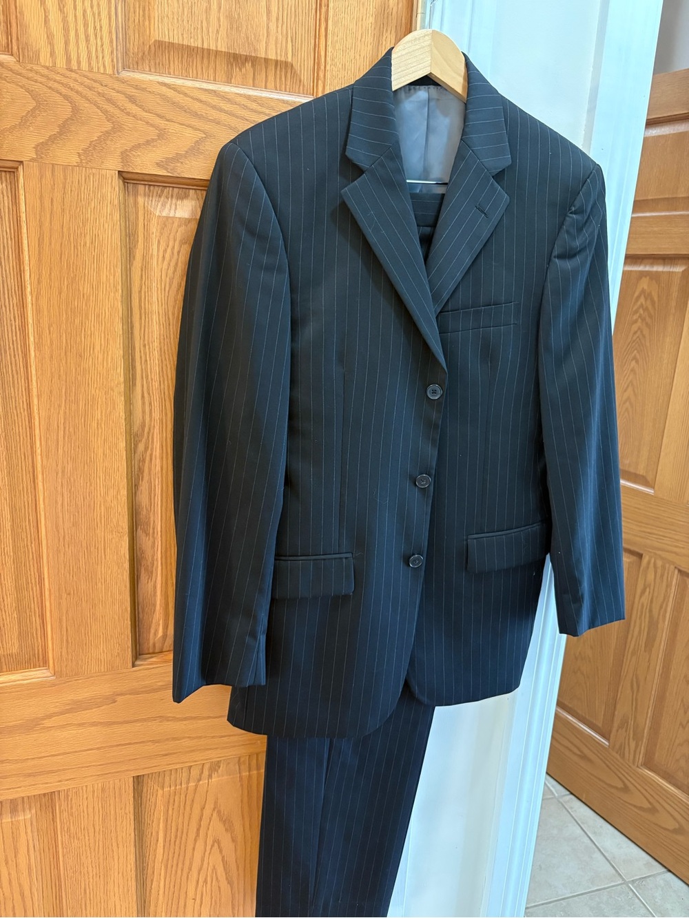 Andrew Fezza Black Pinstripe Two-Piece Suit